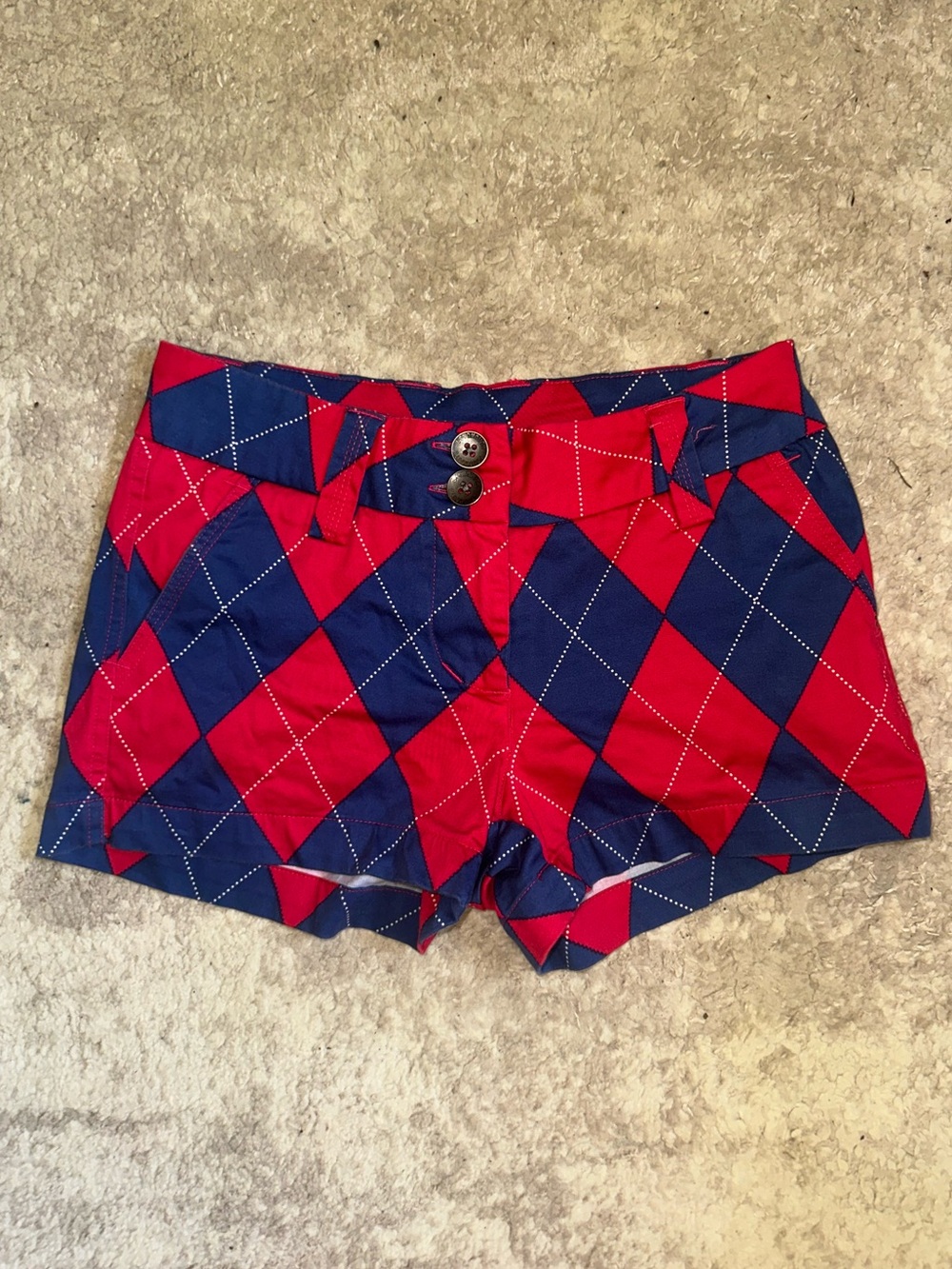Loudmouth Red & Navy Argyle Golf-Style Women’s Shorts